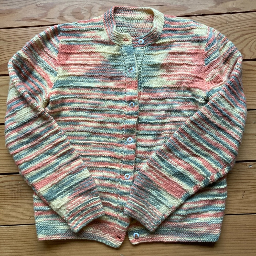 Space dye vintage sweater cardigan